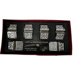 CARVEL HALL Knife and Place Card Holder Set Silver Tone Decorative Table Accents